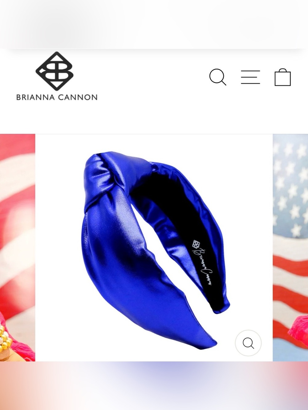 Brianna Cannon Blue Puff Metallic Knotted Headband